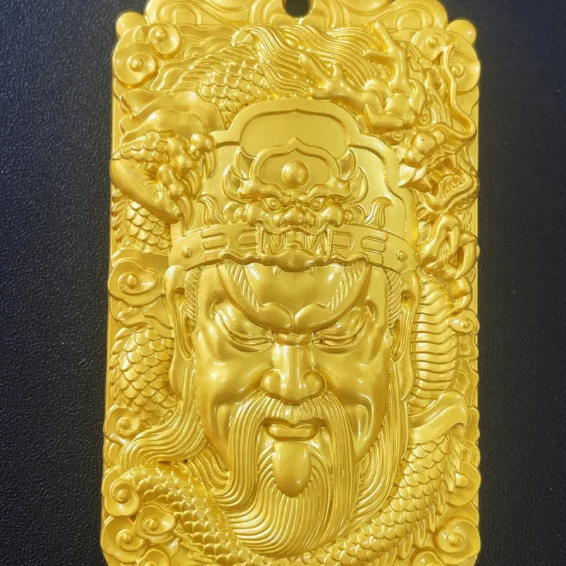 Antique Thickened Double-Sided Exquisitely Crafted Relief Pendant of Guan Erye, the God of Wealth and Fortune, for Attracting Fo