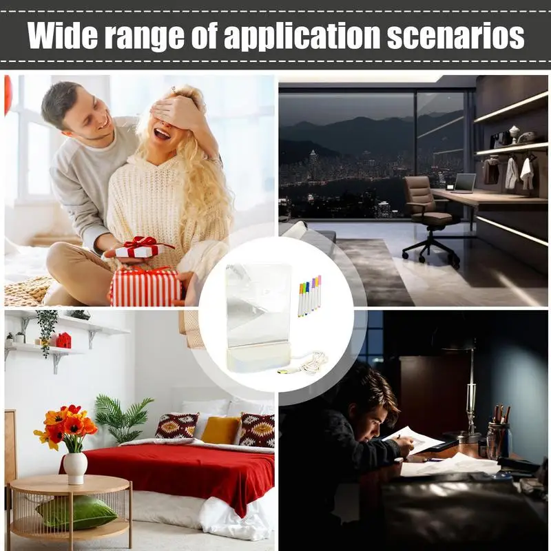 LED Note Board With Colors 5 X6.7 Inches LED Illuminated Drawing Board Rewritable Message Note Board Night Light With 7 Pens  ﻿