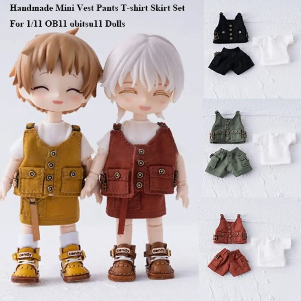 

Handmade Doll Vest Pants Multicolored Mini Doll T-shirt Skirt Set DIY Accessories Kids Gift Toys for 1/12 BJD GSC p9 Dolls