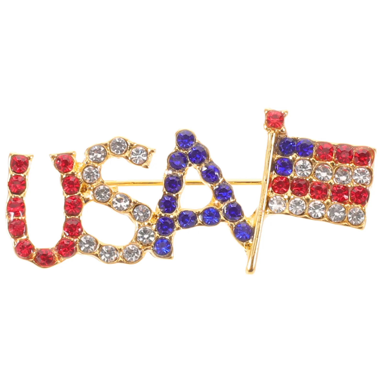 Usa Flag Brooch Patriotic Lapel Pin Rhinestone Embossed American Flag Badge Fourth of July Independence Day Veterans