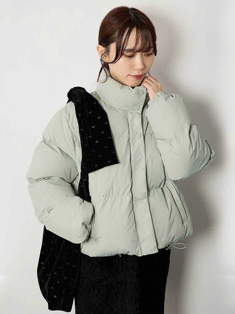 

Annuus Japanese Sle ort Cotton Jaet Women's Winter Faion Bread Cotton Coat Sweet Stand Collar Zipper Thiened Loose Fit