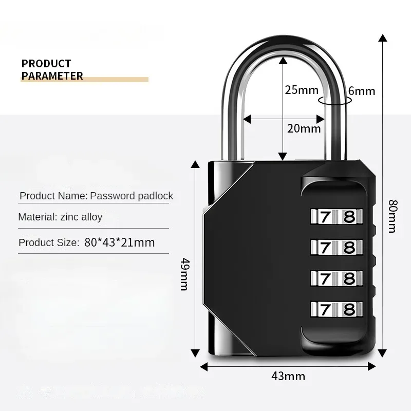 Combination Lock Resettable 4 Digit Padlock with Combination Waterproof and Heavy Duty Combination Padlock Outdoor for School