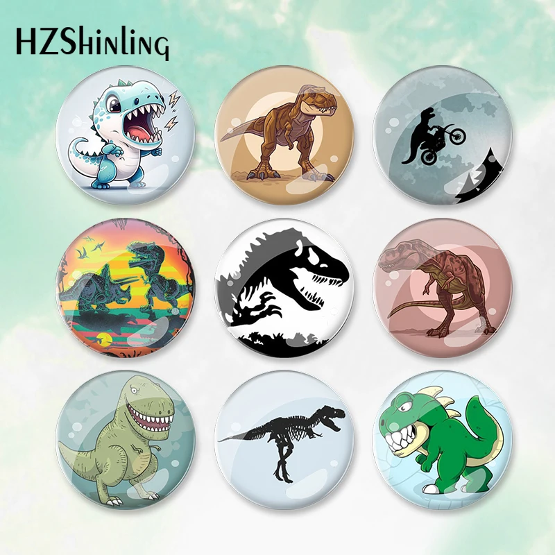 2023 Cartoon Baby  t-rex dinosaurs Pattern round Button Badge Brooch For Clothes Backpack Decoration Pin Jewelry