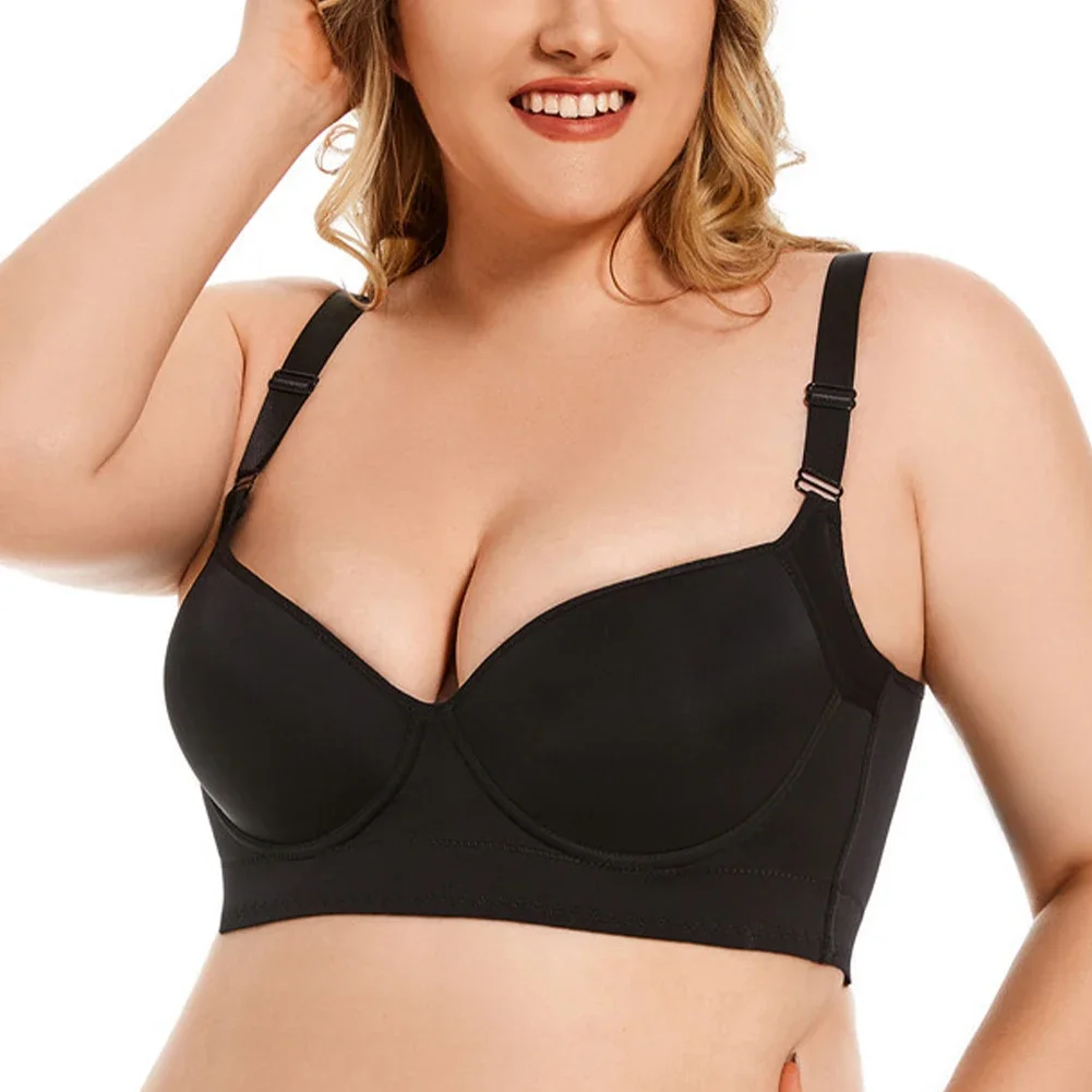 

​Women Underwire Push Up Bra Full Coverage Smooth Plus Size Bra Hides Back Fat