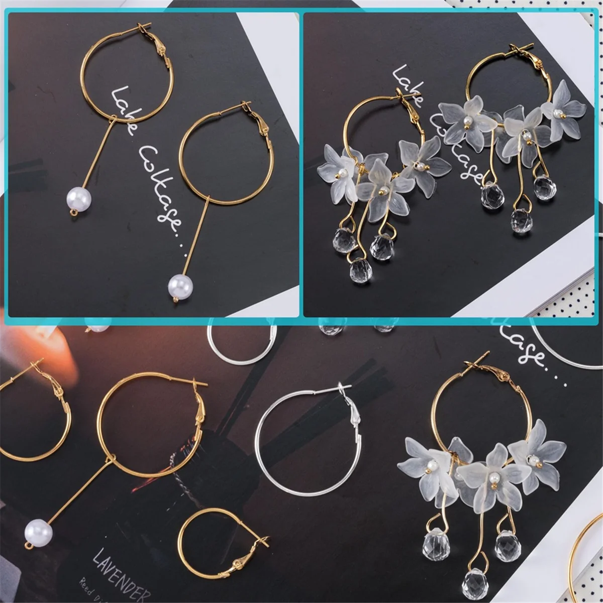 96Pcs Hoop Earrings Finding, for Jewelry Making, Gold Silver Open Beading DIY Earrings Craft Art Accessories