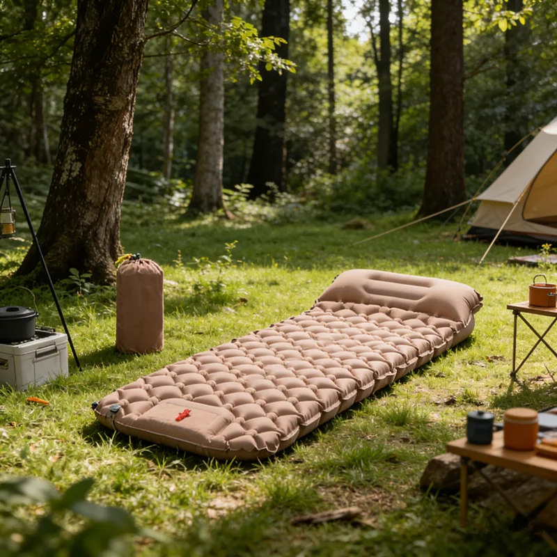 Colchoneta Inflable Portátil para Acampar al Aire Libre con Almohada, Cojín de Aire Ultraligero, Equipo de Senderismo