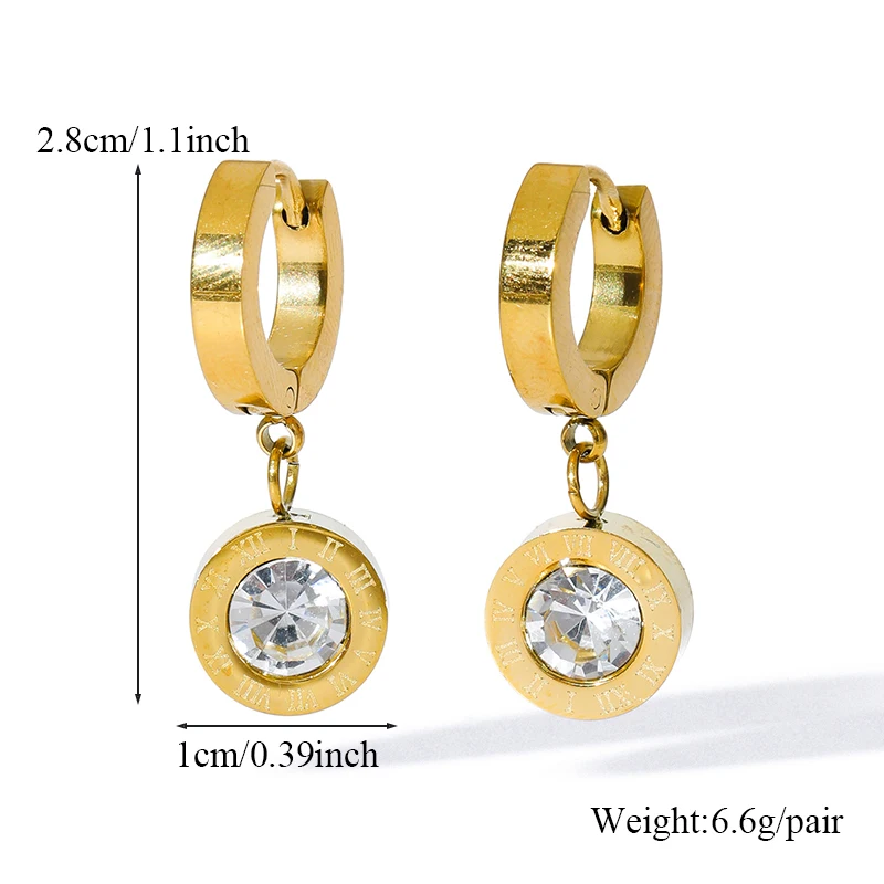 EILIECK 316L Edelstahl Römische Ziffern Zirkon Halskette Armbänder Ohrringe Set für Frauen Neues Trendiges Geschenk Wasserdichter Schmuck – Detail 5
