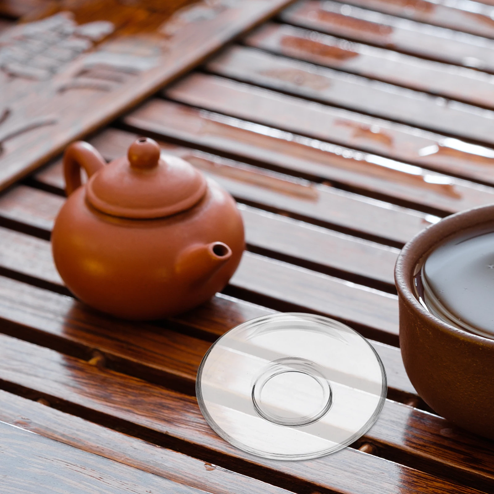 

2 Pcs Glass Saucer Clear Plates Tea Coaster Round Snack Household Decorative Coffee Saucers