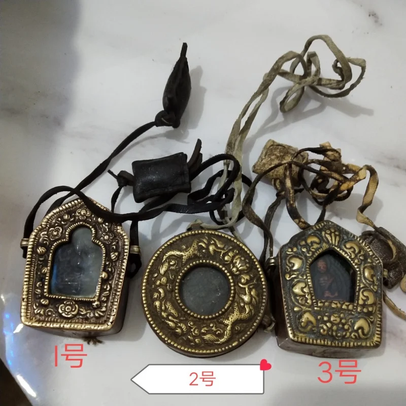 Copper Buddhist Shrine, Auspicious Eight Treasures Gahu Box Pendant, Ethnic Style Handmade Supplies Buddha Statues