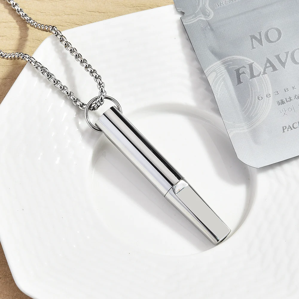 New Stainless Steel Meditation Pendants Assist Smoking Cessation Necklace Stress Relieving  Anxiety Relieving with Cotton Core