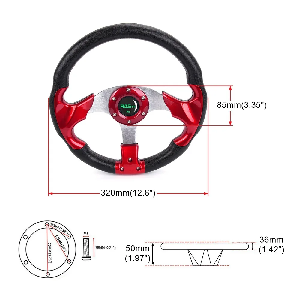 13 Inch 320mm PU Racing Steering Wheel Drift Sport Steering Wheel Universal Car Modified