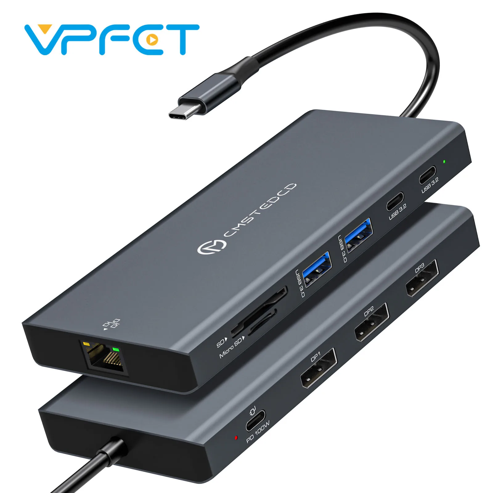 

Док-станция USB C 4K @ 120 Гц HDMI DP с тройным дисплеем, зарядка PD 100 Вт, поддержка расширенного режима и режим зеркала для Windows Linux