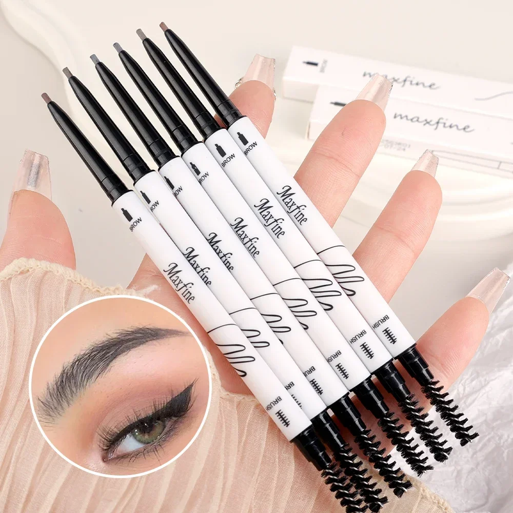 Double Head Ultra-fine Eyebrow Pen Makeup Waterproof Lasting Black Brown Non-Smudged Eye Brow Pencil Tint with Brush Cosmetics