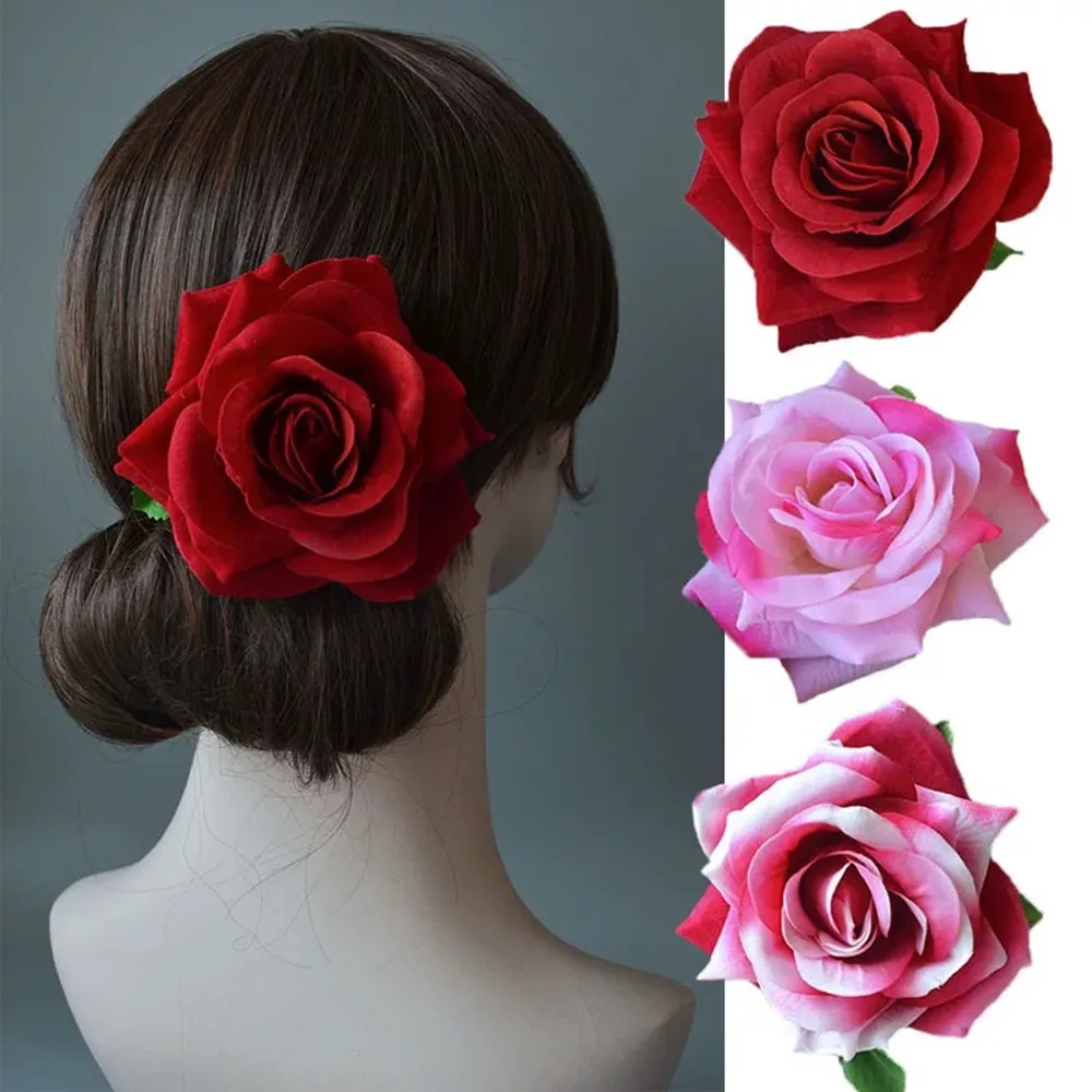 

Red Rose Flower Hair Clips For Women Girls Summer Beach Hawaii Flowers Hairpin Headdress DIY Hair Accessories For Bridal Wedding