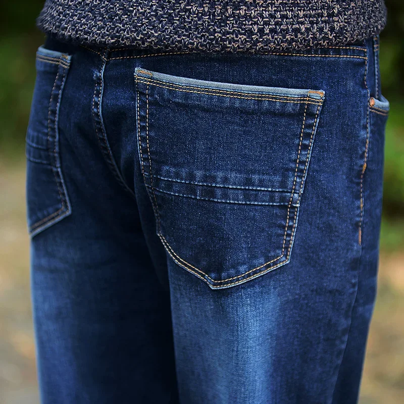 Mens Wide Leg Jeans Slightly Flared Slim Fit Famous Brand Blue Black jeans Designer Classic Male Stretch Denim pantd