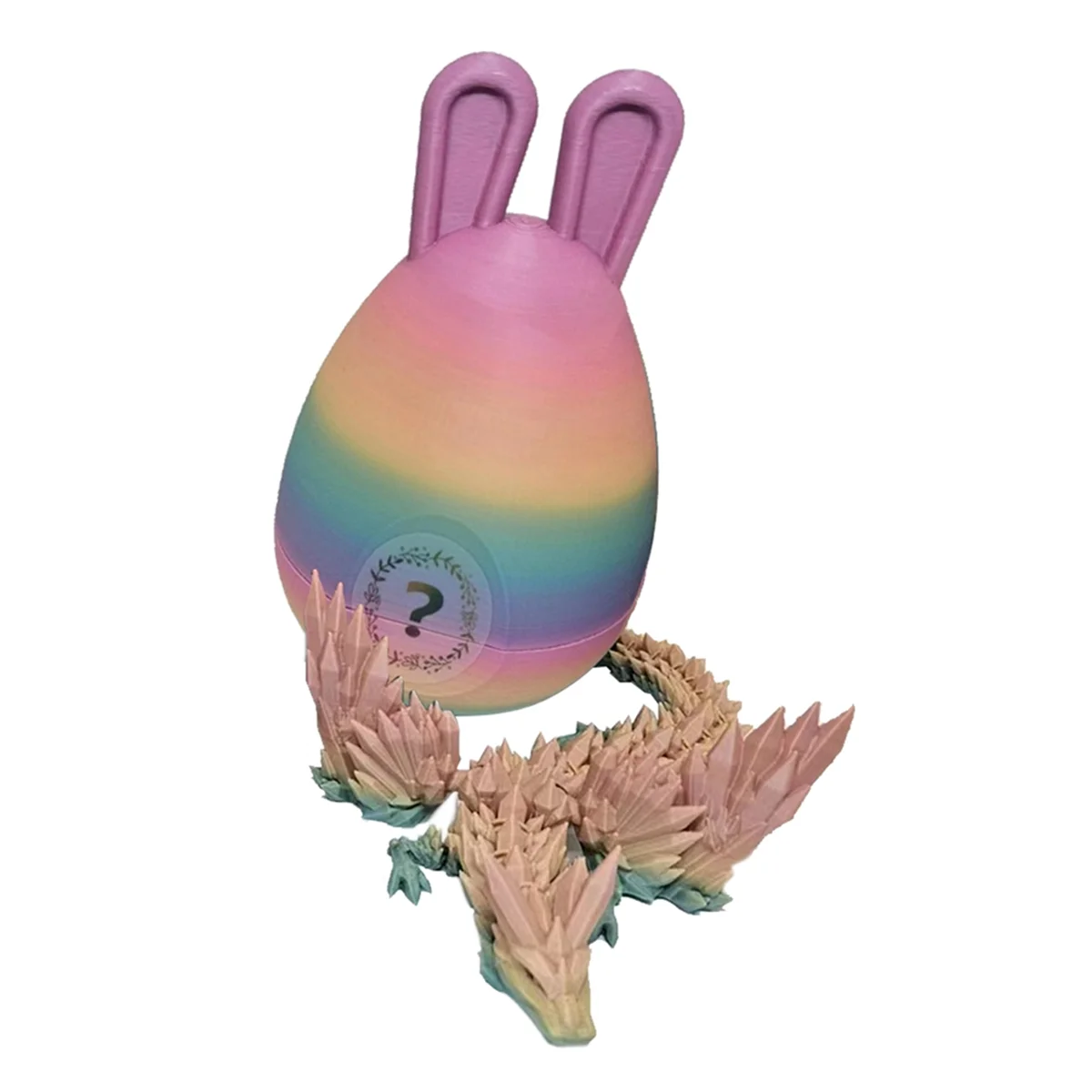 C Easter Bunny Ear Eggs with Dragon, 3D Printed Dragon Egg,Crystal Dragon Fidget Toys,Full Articulated Dragon in Egg