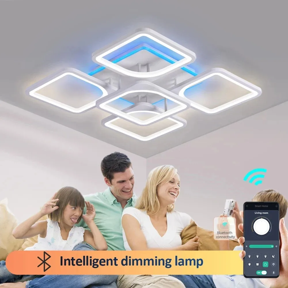 

IRALAN Modern Led Ceiling Lights Acrylic Square Intelligent Color Temperature Dimmable Romance Home Appliance Room Decor