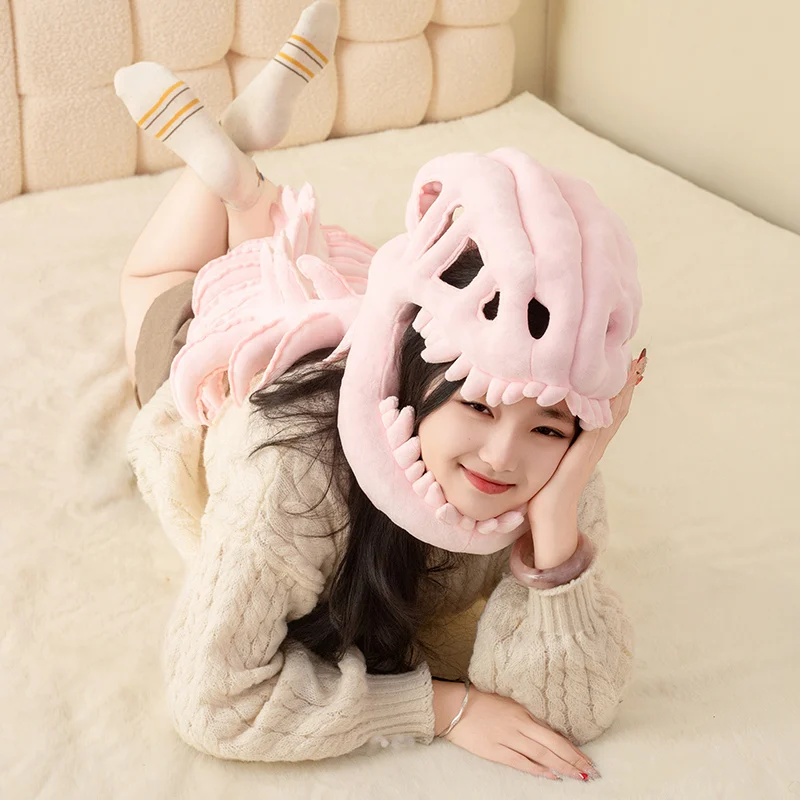 

Плюшевая игрушка-маска скелета 75/115 см для Хэллоуина: фиолетовая, зеленая, черная, серая, белая, розовая, в виде динозавра, забавная кукла-скелет