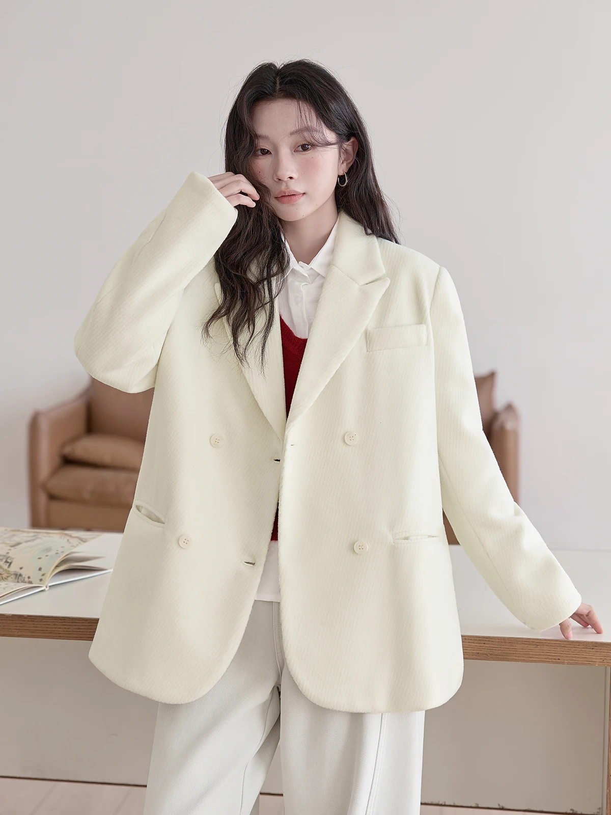 

HuiXi Camere Suit Jaet Women's Autumn Winter New Sle Commute Versatile oulder Lengthened Outerwear Korean Sle