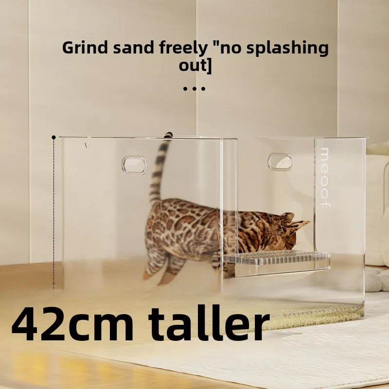 Jumbo Cat Litter Box Semi-Enclosed Poop Tray with High Fence Isolate Odor Pet Toilet for Large Cats Dual Purpose Cat Bedpans