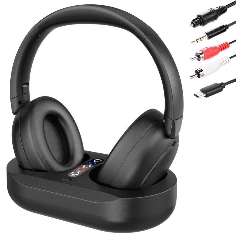 

TV Blue Tooth Headphones Over Ear 50H Playtime with Multifunctional Base As A Charging&storing Dock Foldable Wireless TV Headset