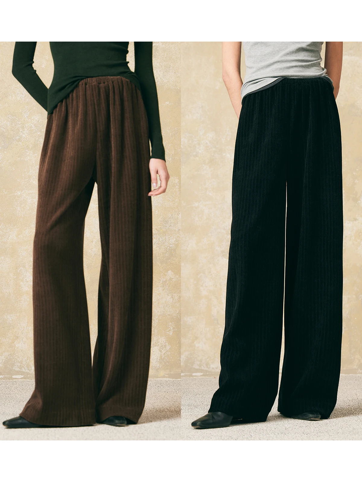 

Airy Velvet Pants Irregular Boxed Pattern Thorncaura Casual Trousers for Women Polyester Fiber Other Material High Waist Fit