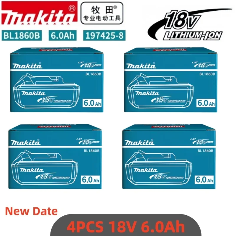 100% Original Makita Akku, 18V 6.0Ah Wiederaufladbarer Akku, Ersatz für Makita BL1830B L1840B L1850B L1860B, Elektrowerkzeug-Akku