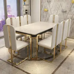 Leichtes Luxus-Ess-Set, 6 Stühle mit modernem Tisch für große Wohnungen, Wohnmöbel, exotische Accessoires, High-End-Restaurant