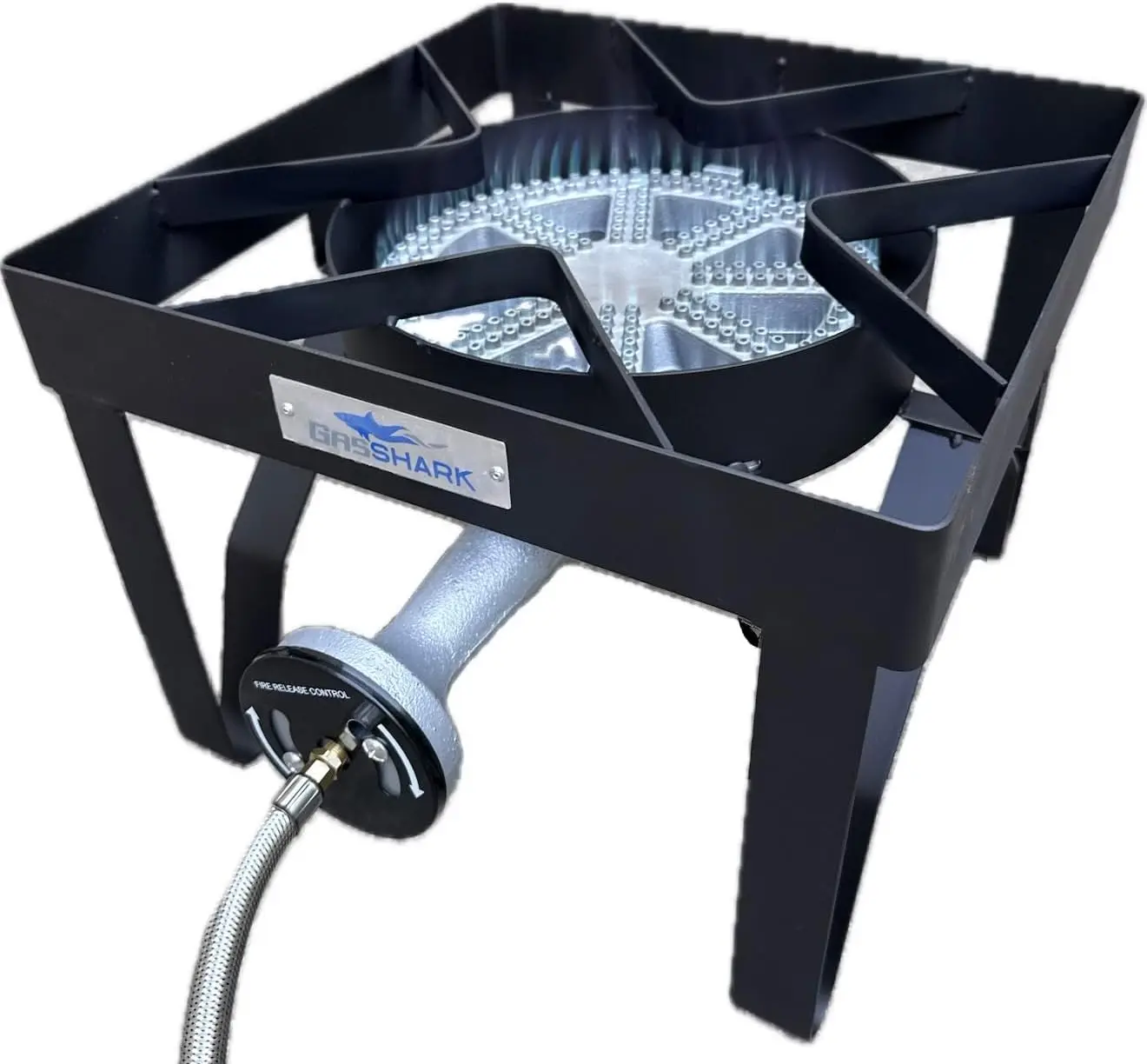 موقد بروبان عالي وحدة حرارية بريطانية 200,000 | خرطوم فولاذي مضفر 0-20 رطل لكل بوصة مربعة | موقد خارجي عالي التحمل للطهي والقلي والتخييم #1