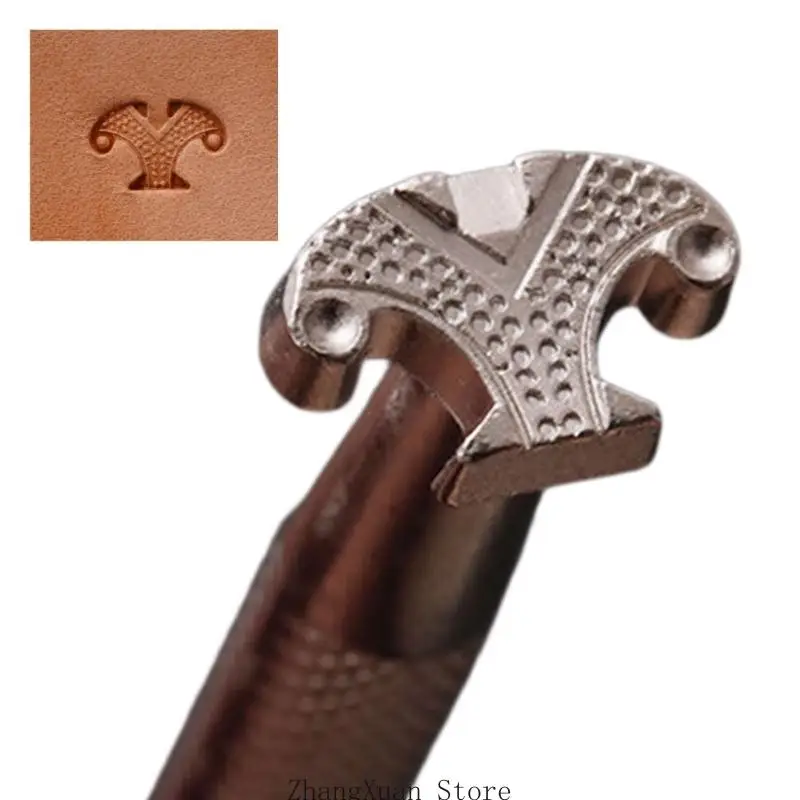 3XUF Lederprägewerkzeug, Metallstempelwerkzeug mit ergonomischem für DIY-Lederhandwerk, Arbeiten, Brieftasche, Gürtel – Detail 5