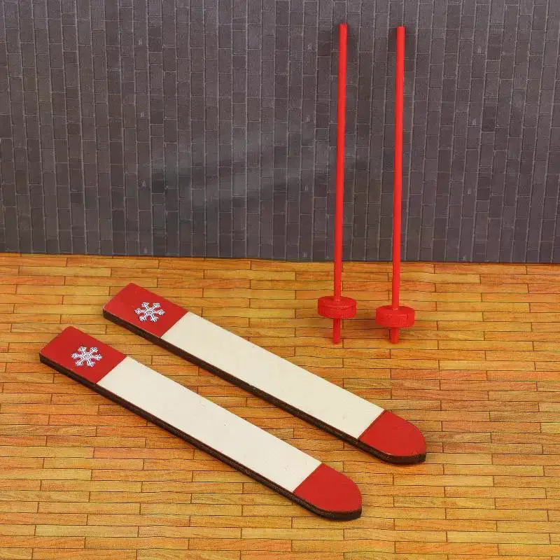 1/12 Poppenhuis Mini Houten Slee Model Poppenhuis Kerst Scène Decoratie Poppenhuis Accessoires Fantasiespel Speelgoed