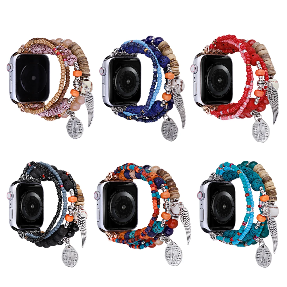 Colorful Beaded Band For Apple Watch Bracelet Women Boho Jewelry Wristband Strap for iWatch Series 8/7/6/5/4/3 41mm 40mm 38mm