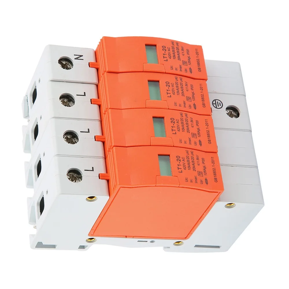 

Overvoltage Protection 4P Low Voltage Arrester 20kA 420VAC House Protective Protective Device HVAC