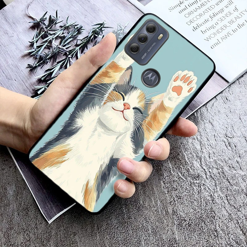 

Cute white cat Phone Case For Motorola Moto G Stylus 5G G Play G35 G45 G54 G24 G86 G04S E13 E14 E32 E32S