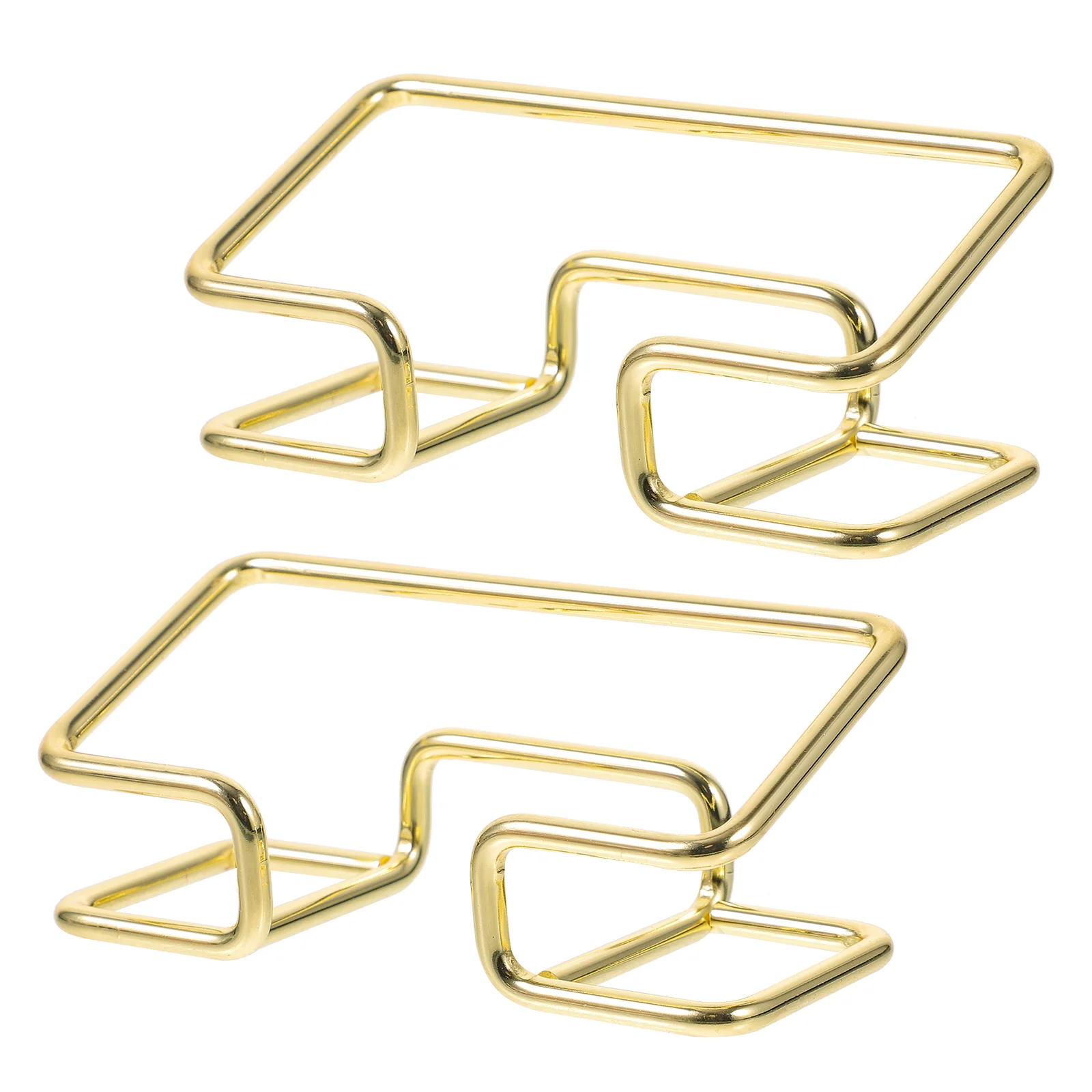 2 Pcs Simple Metal Business Card Holder Desktop Display Storage Box 2pcs Gold Rack Clip Stand for