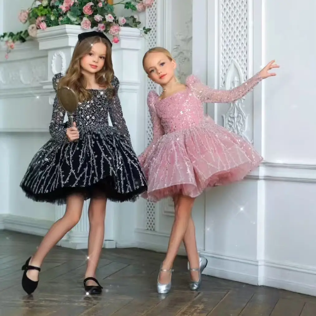 

High-end Light Luxury Girls' Princess Birthday Skirt Performance Party TuTu Host Piano Evening Dresses