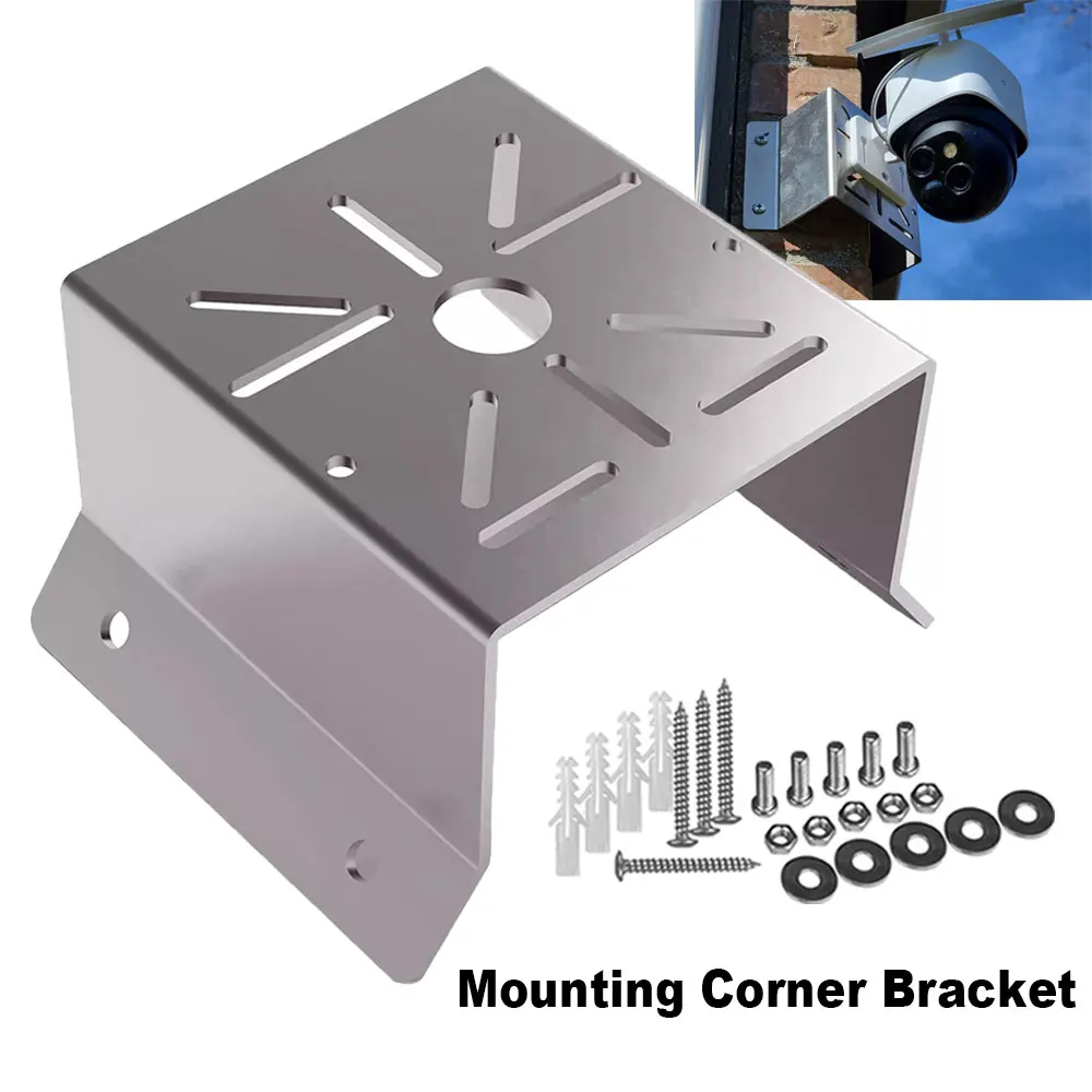Outside Corner Wall Mount,Stainless Steel Holder ,Compatible with Outdoor HD Cameras Bullet and PTZ Cam Metal Corner Mount