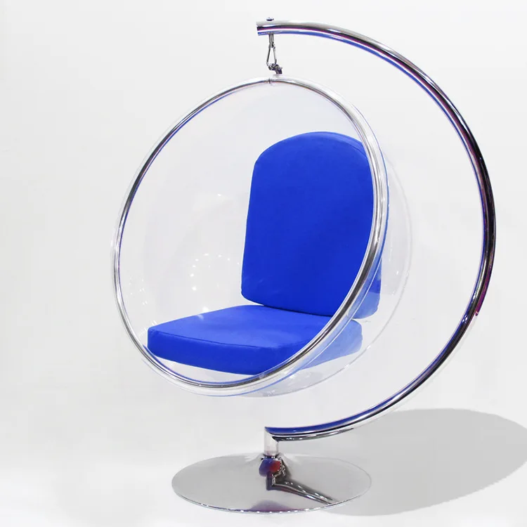 Round rotating transparent acrylic bubble chair with silver cushion bracket hotel home furniture