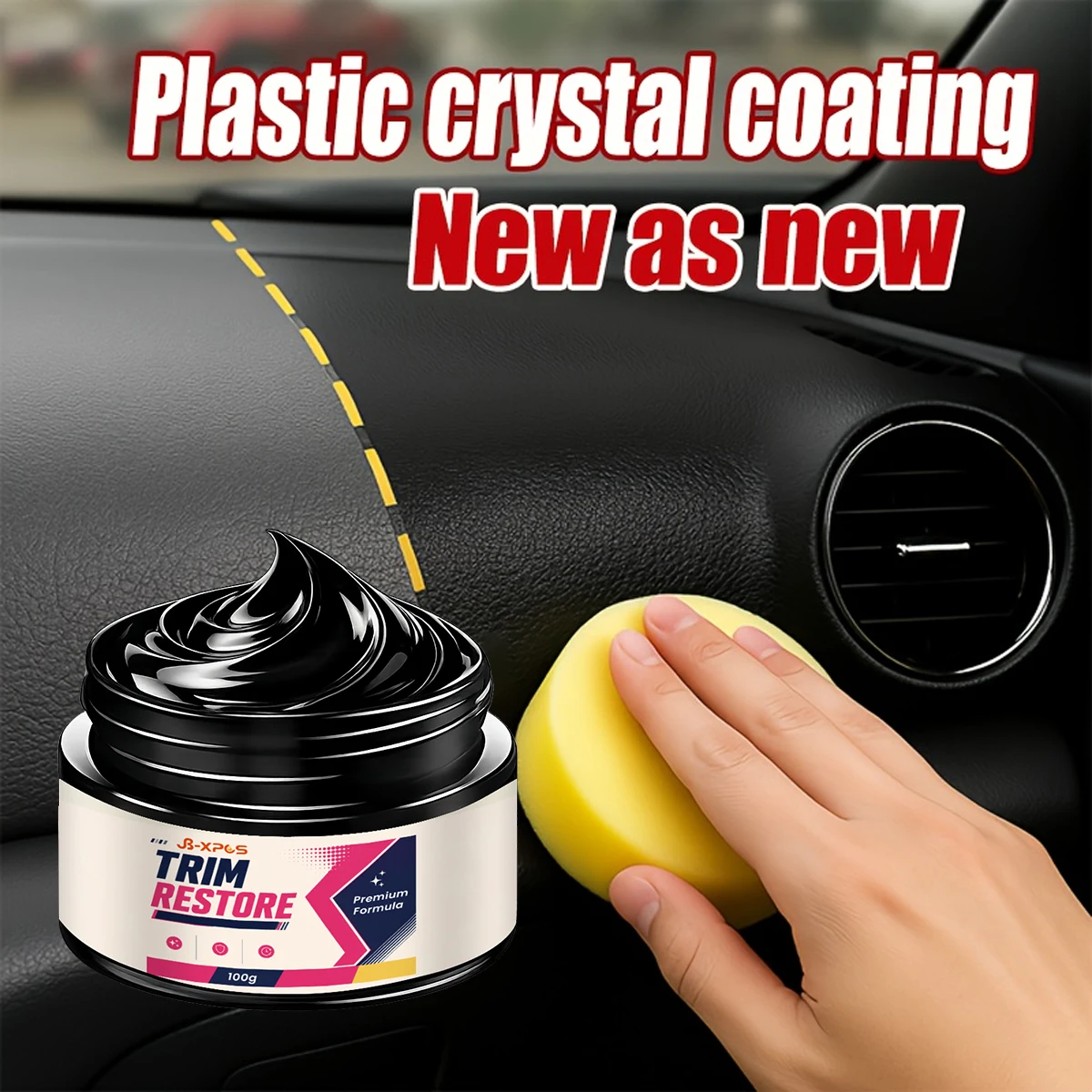 Car Plastic Restorer Ultra Black Gloss Polish Waterproof Anti-Fade UV Protection Interior Exterior Trim Long-Lasting YT2049