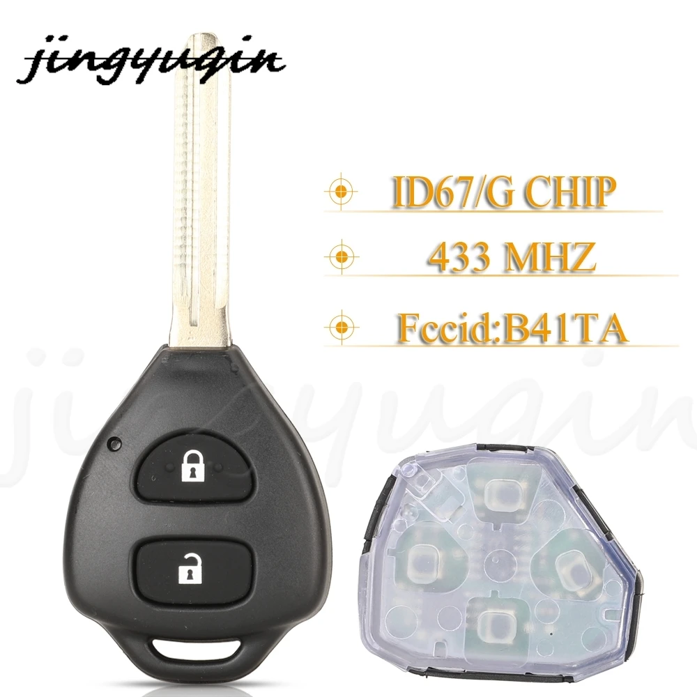 

jingyuqin 2 BTN Smart Remote Car Key Fob 433Mhz ID67/ G Chip B41TA For Toyota Prius 2 Hilux Etios Vios Yaris Innova Sw4 Camry