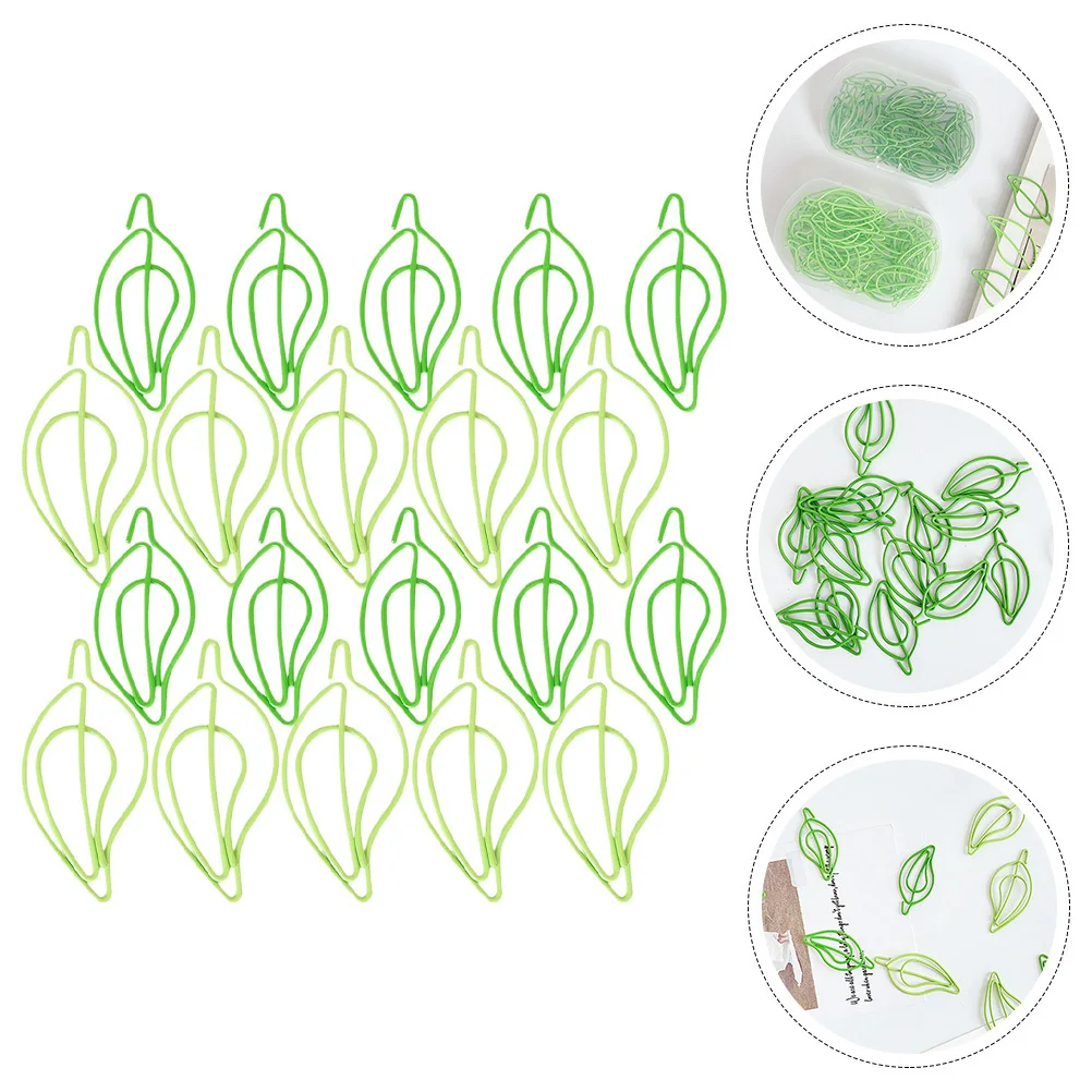 

30Pcs Unique Paper Clips Leaf Shaped Strong Hold Document Clamps for Office Study Stationery Organization Decor