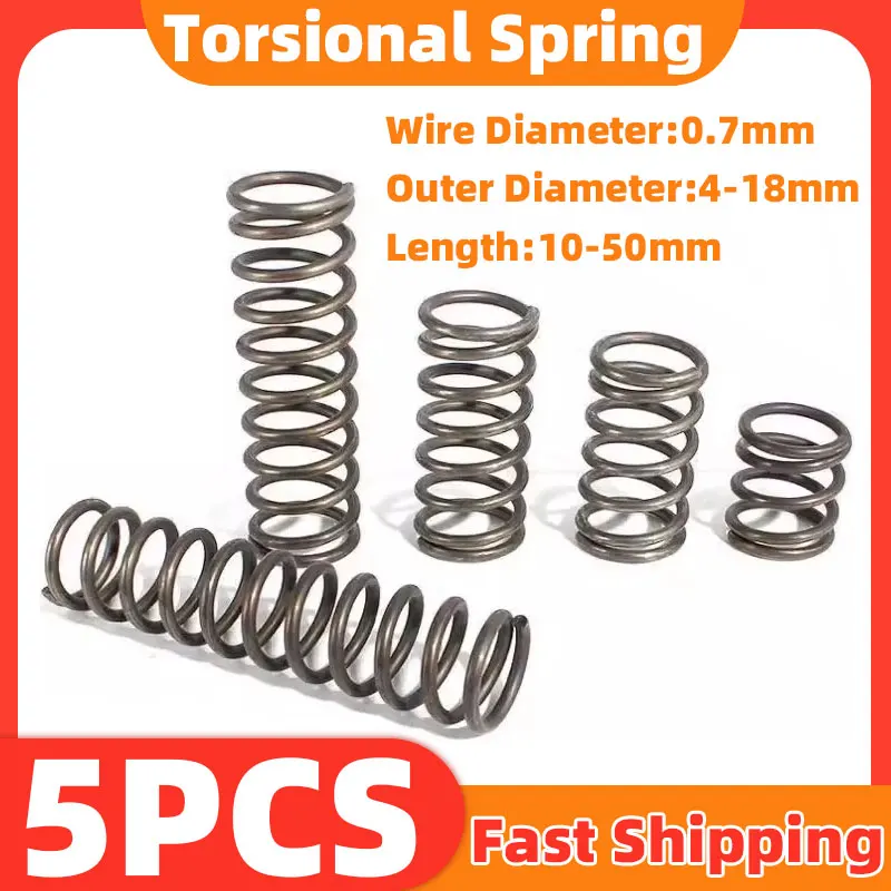 5PCS Compression Coil Spring Return Spring Steel Pressure Springs Wire Diameter 0.7mm OD 5-20mm Length10-50mm