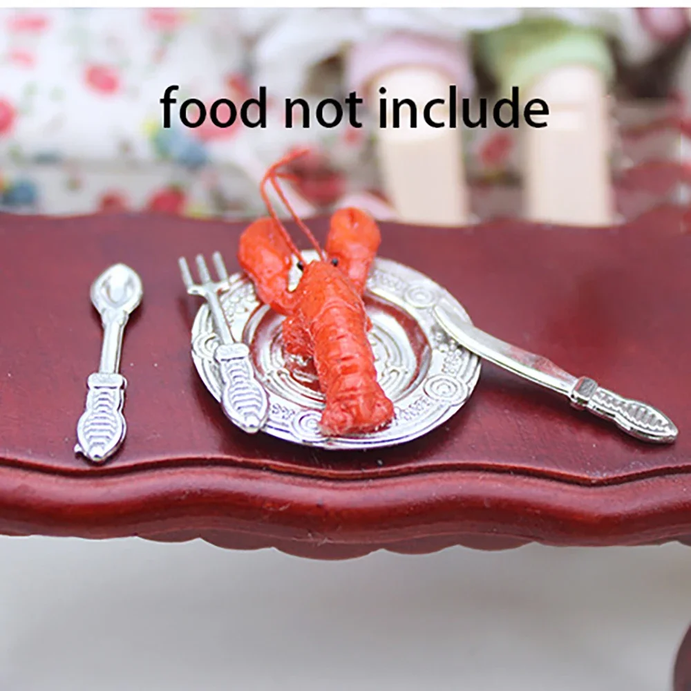 1/12 دمية مصغرة أطباق الطعام الغربية سكين صغير شوكة لوحة لعبة مجسمة لدمية اكسسوارات المنزل الديكور ob11 bjd