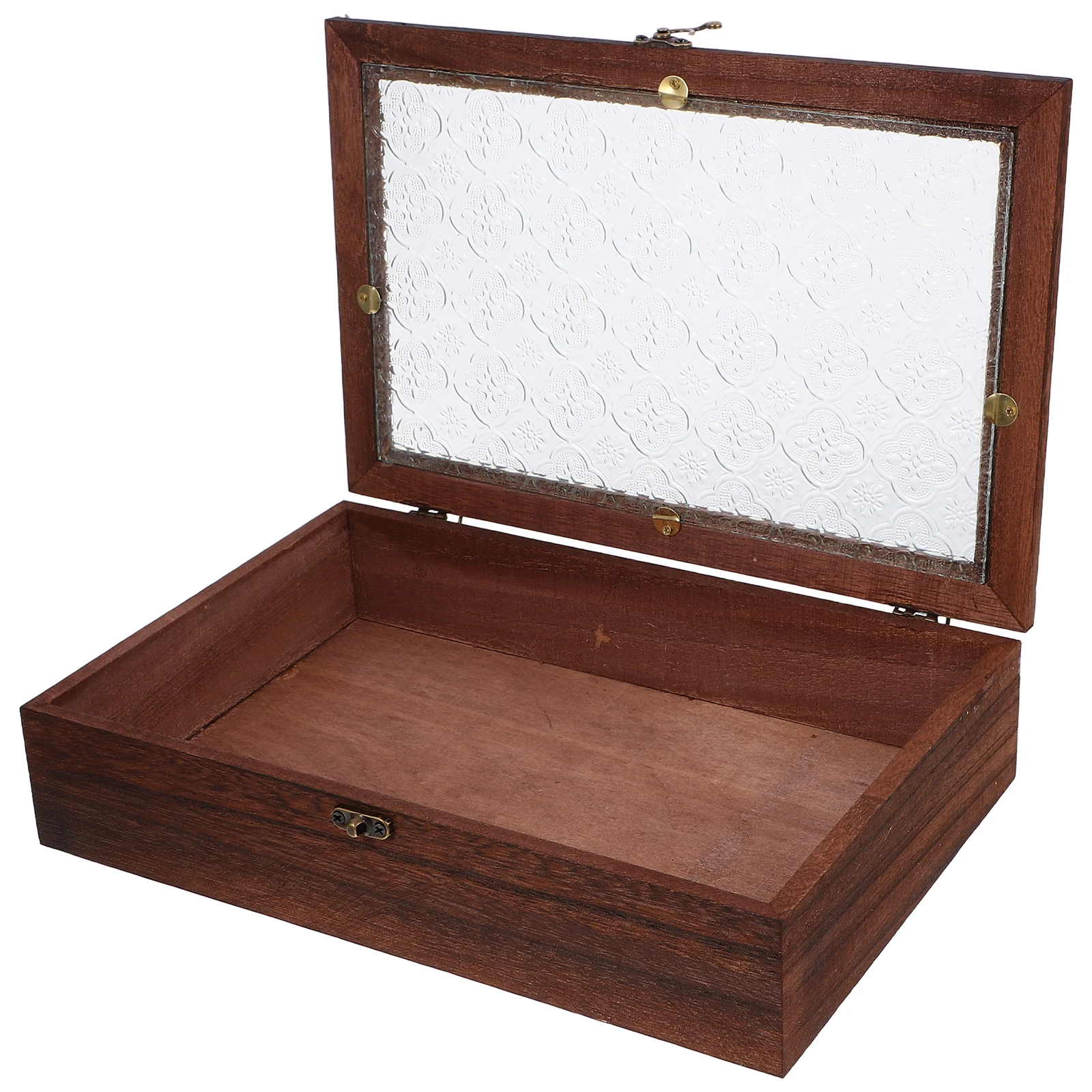 

Vintage Wooden Display Box Large with Glass Top Lid Elegant Jewelry Organizer Tray Keepsake Collector Storage Organizer for Home