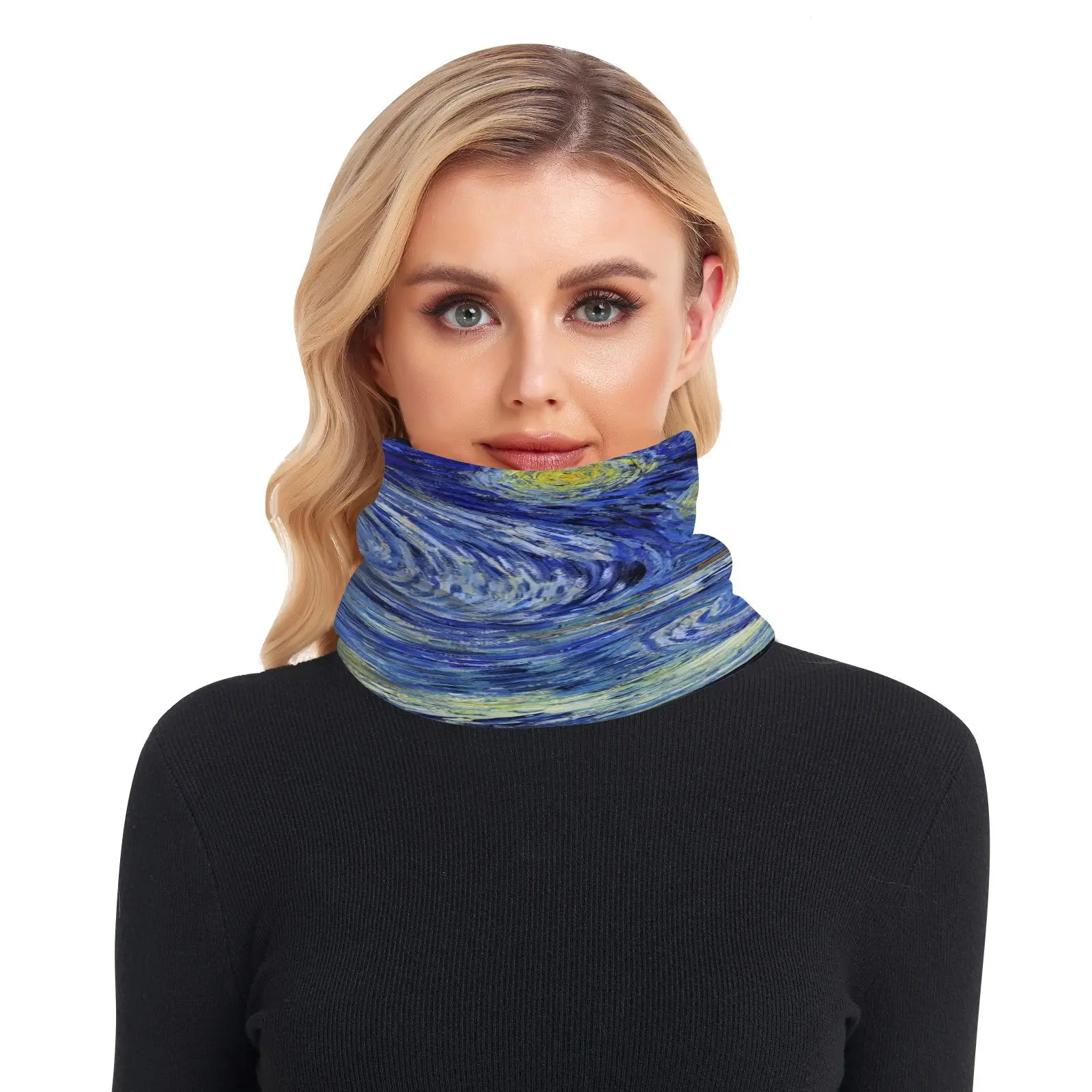 Unisex malha inverno cachecol para homens e mulheres, pescoço wraps, anel, Van Gogh pintura a óleo bandana, colar quente, lenços rosto, cashmere