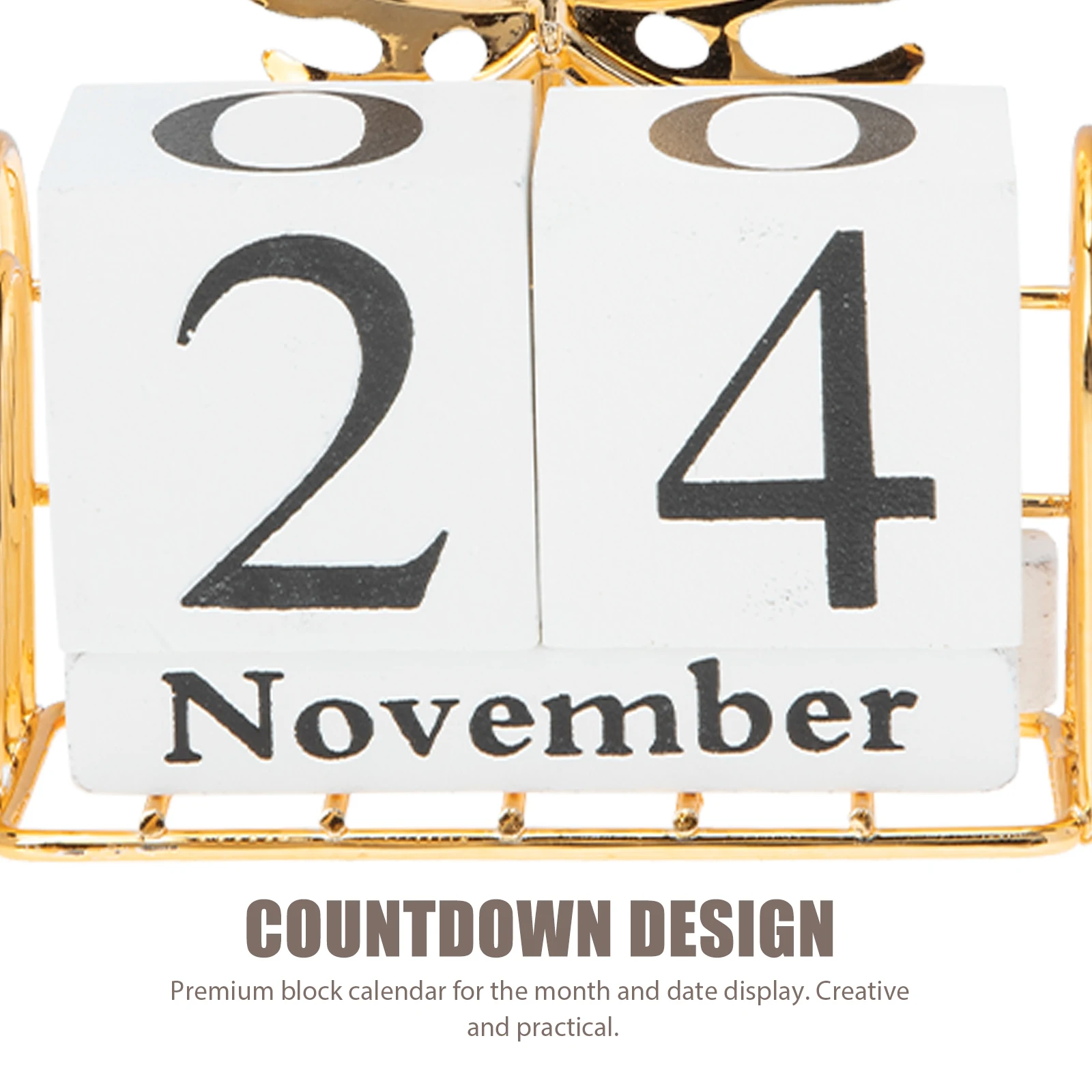 

Premium Wooden Block Perpetual Calendar Craft Ornament Iron Rack Decorative Desktop Countdown Blocks For Home Office Decoration