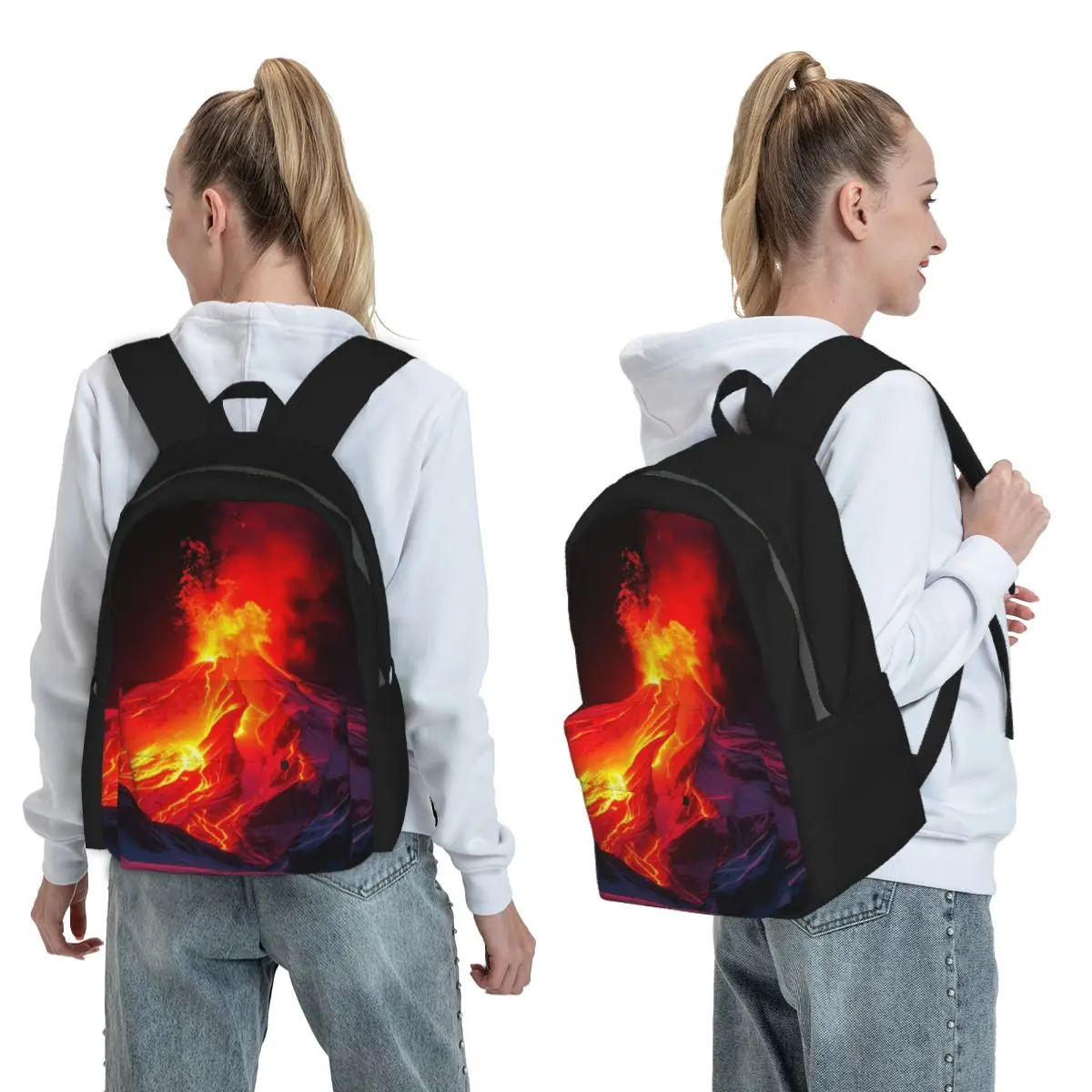 Volcano In The Snow Backpack Boys Girls BookBag Kids School Bag Computer Shoulder Bags for Men Women