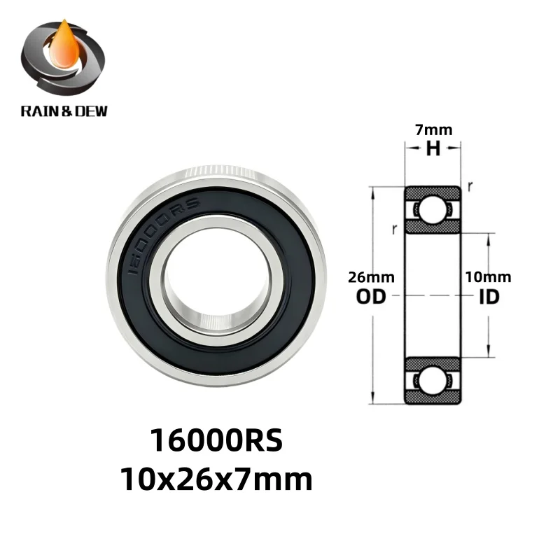 2/6 Pcs/lot 16001RS 12x28x7mm Rubber Seal 16002 15x32x8mm 16003 17x35x8mm 16004 20x42x8mm Deep Groove Ball Bearing