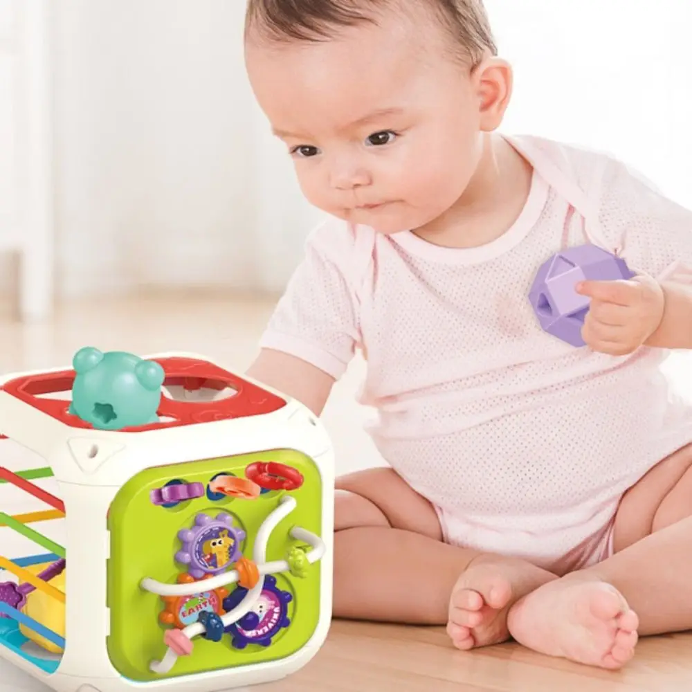 Kolorowe Klocki Kostka Edukacyjna Sorter Kształtów Trening Motoryczny Zabawka Montessori Rozwój Sensoryczny Gra Sortująca