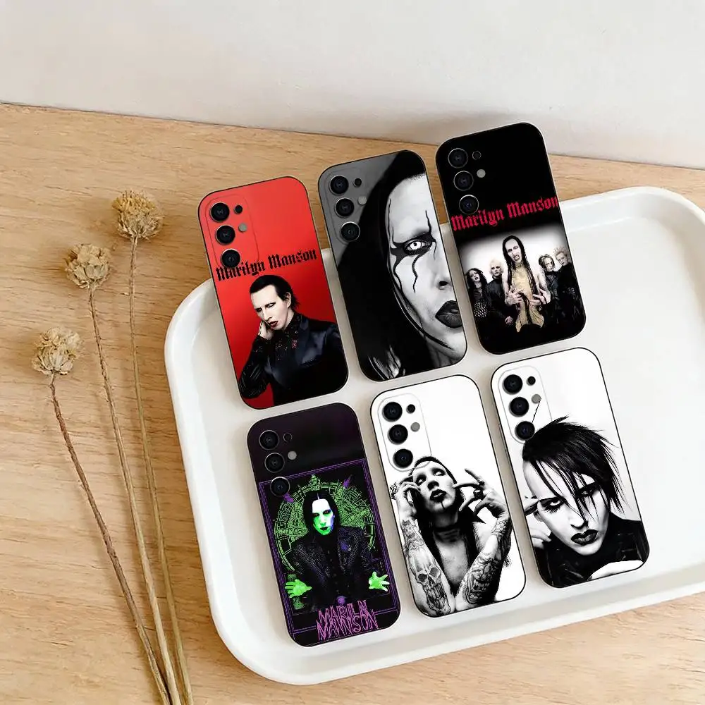 

Singer M-Marilyn Manson Phone Case For Samsung S25,24,23,22,30,21,10,9,Ultra,Plus,Lite Black Soft Case